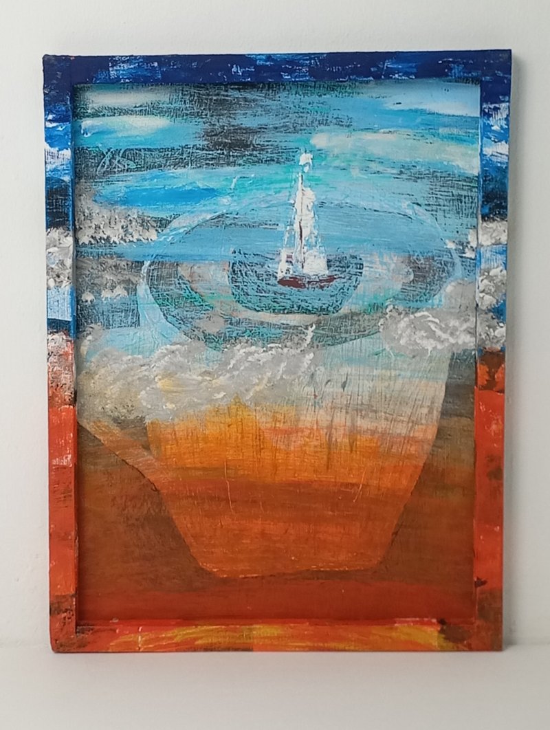 Art panel painting poster Morning coffee - 海報/掛畫/掛布 - 其他材質 藍色