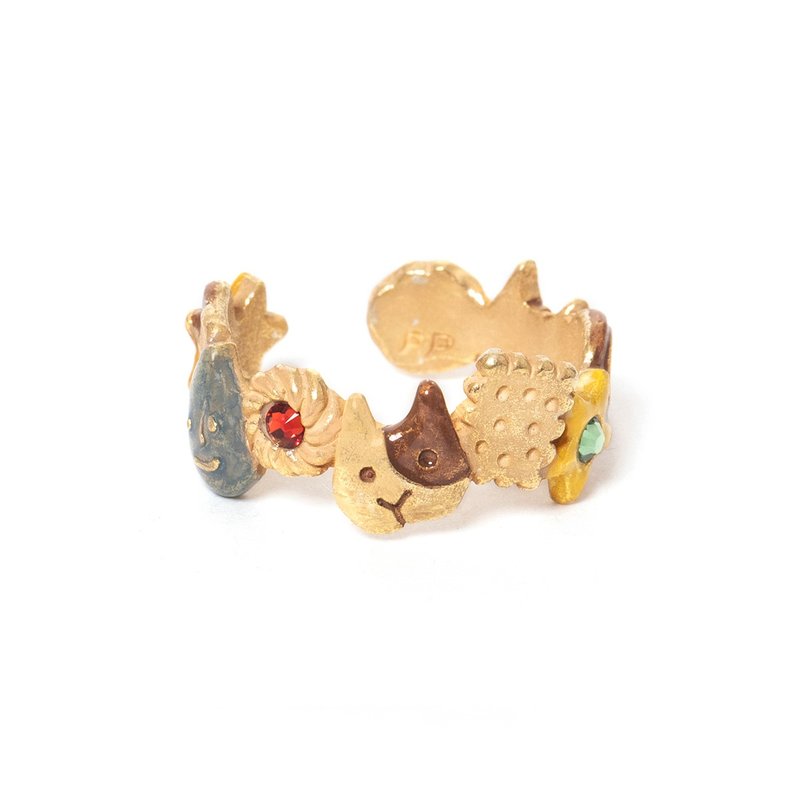 クッキーアソートリング Assorted Cookies RN228 - 戒指 - 其他金屬 卡其色
