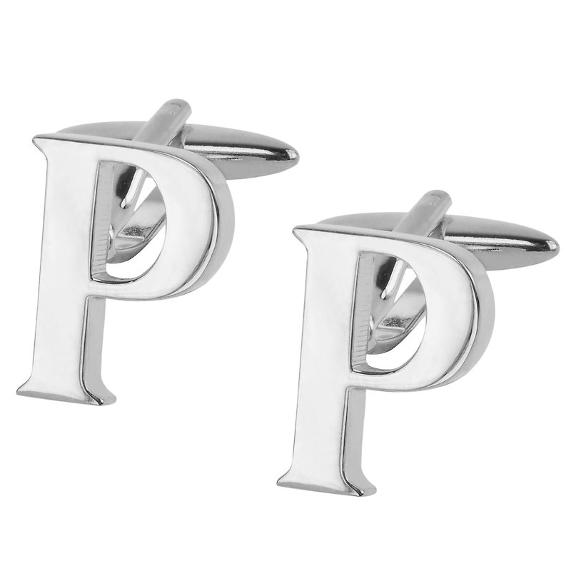 Initial Alphabet P Cufflinks - Cuff Links - Other Metals Silver