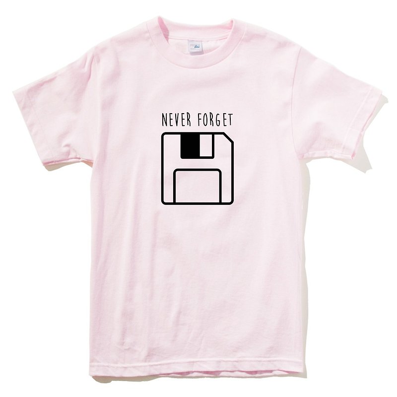 Never Forget Floppy 短袖T恤 粉紅色  設計 軟碟片磁片磁碟 70 80 復古 電腦 USB - 女 T 恤 - 棉．麻 粉紅色