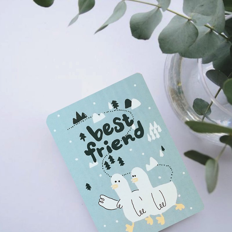 Duck duck good friend / illustration card / postcard - การ์ด/โปสการ์ด - กระดาษ สีน้ำเงิน