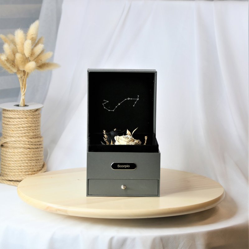 Scorpio | Double-layer eternal flower constellation gift box - Dried Flowers & Bouquets - Plants & Flowers Black