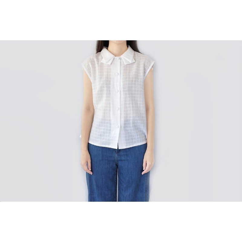 White folded collar shirt - Women's Tops - Cotton & Hemp 