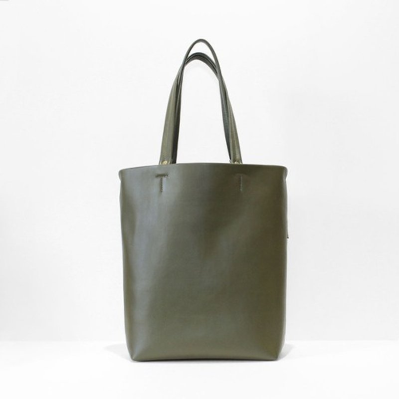Ultra-lightweight, A4 size tote bag, Khaki with invisible flap - Handbags & Totes - Other Materials 