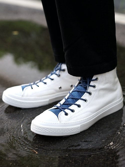 BLESS SHOE 藍染系列 白色高幫帆布鞋 休閒板鞋