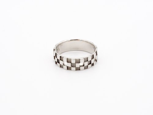 市松 SILVER リング 17号 ICHIMATSU Pt900 市松模様 リング (中) Ichimatsu Ring - ショップ japone