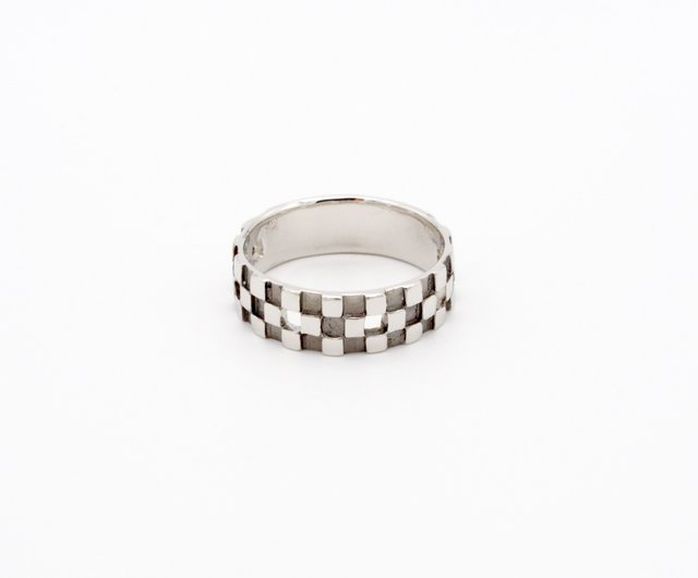Pt900 市松模様 リング (中) Ichimatsu Ring - ショップ japone