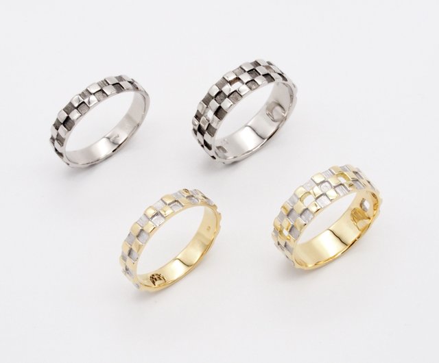 Pt900 市松模様 リング (中) Ichimatsu Ring - ショップ japone