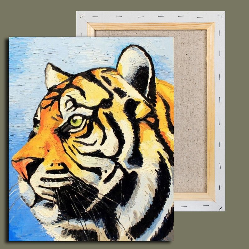 Tiger Wall Art, Orignal Painting, Animals Painting, Animal Wall Decor - 海報/掛畫/掛布 - 棉．麻 多色
