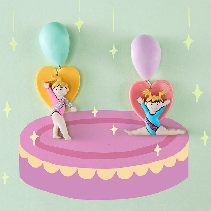 Xichi 体操少女 イヤリング ワイルド サマーカラー ラブ イヤリング オリジナル 新体操シリーズ イヤリング イヤークリップ - ピアス・イヤリング - レジン 