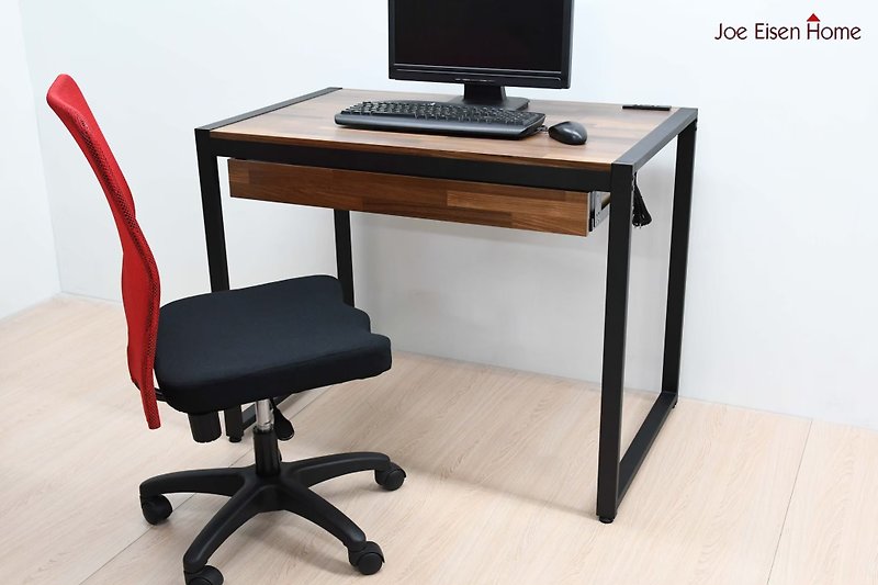 Woodworking Industrial Style Work Desk Computer Desk Desk 98cm Charging Socket | Joe Aisen - Dining Tables & Desks - Wood Brown