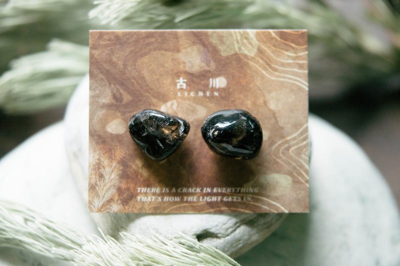 CRACK | 礦物系耳環 |  EARRINGS - 耳環/耳夾/耳骨夾 - 玉石 黑色