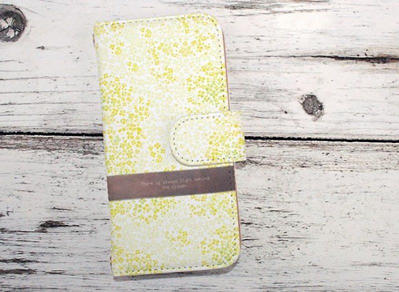 [Compatible with all models] Free shipping [Notebook type] Rape blossoms Beyond the clouds is always a blue sky Yellow iPhone8 / iPhone8 Plus / iPhoneX - เคส/ซองมือถือ - หนังแท้ สีเหลือง