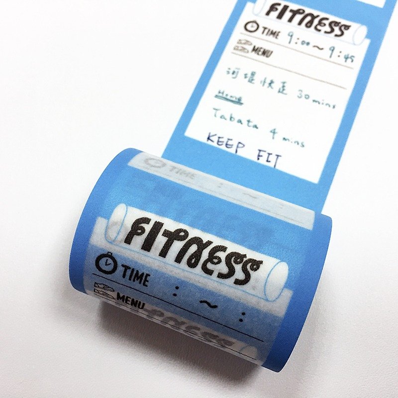 maste 手帳和紙膠帶【Fitness (MST-FA02-F)】 - 紙膠帶 - 紙 藍色