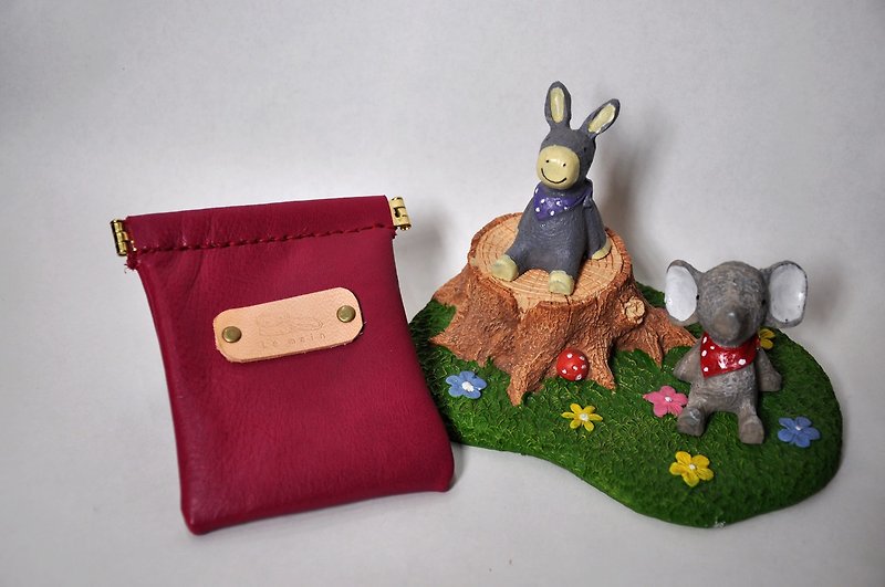 Shrapnel gold folder card purse - purple chrome tanned leather - Coin Purses - Genuine Leather Purple