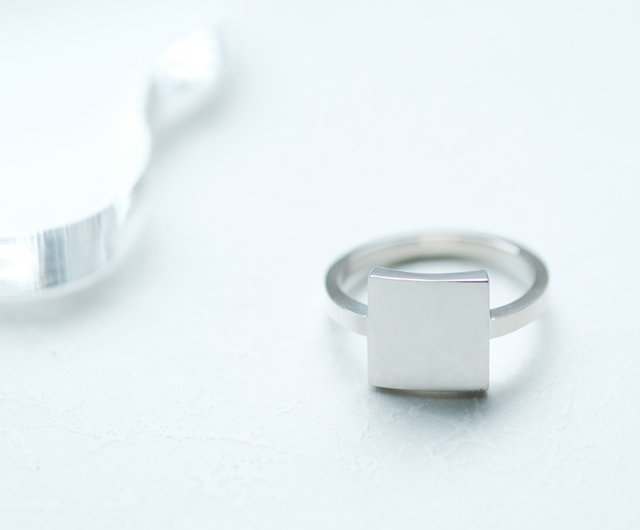 ミニマル 四角 リング シルバー925 - ショップ cloud-jewelry