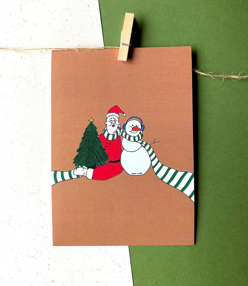 [Christmas card] snowman and you - การ์ด/โปสการ์ด - กระดาษ สีนำ้ตาล