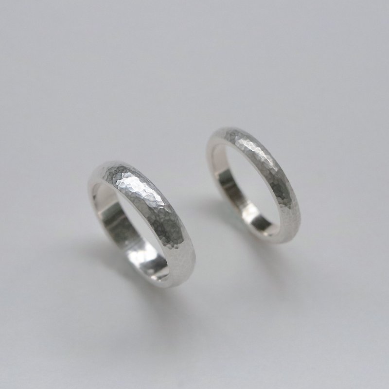 Light Wedding Rings | Half Round Knocked Sterling Silver Rings - General Rings - Sterling Silver Silver