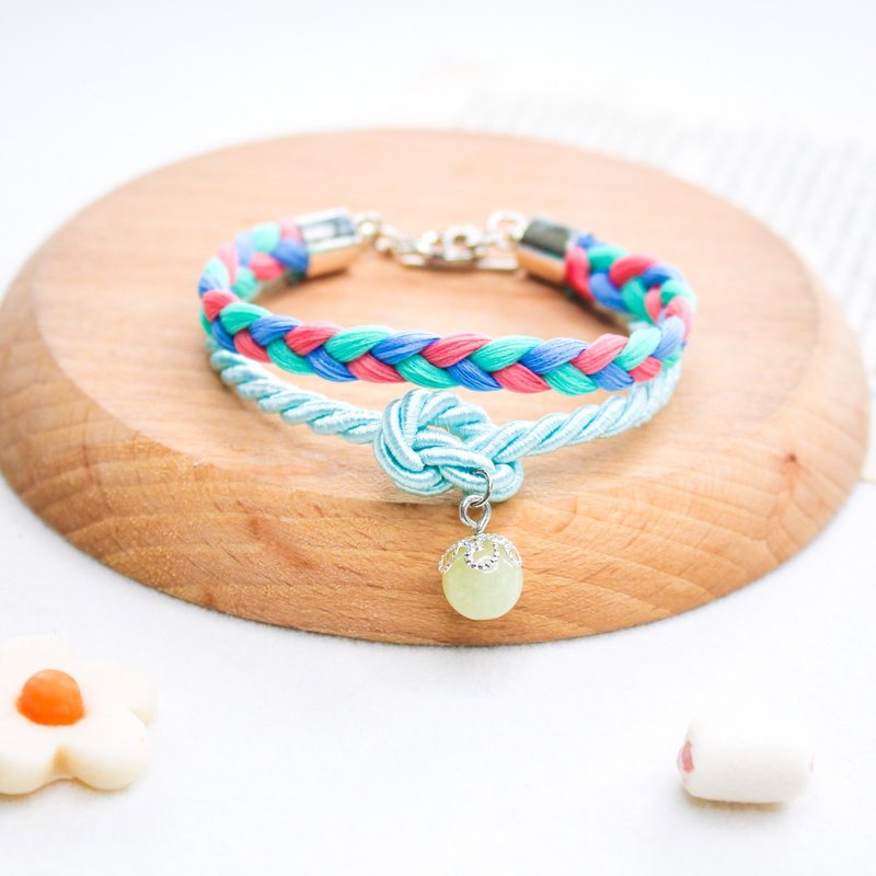 Icecream  Braceletwith Lucky Stone  - Raspberry mixed - 手鍊/手環 - 貴金屬 多色
