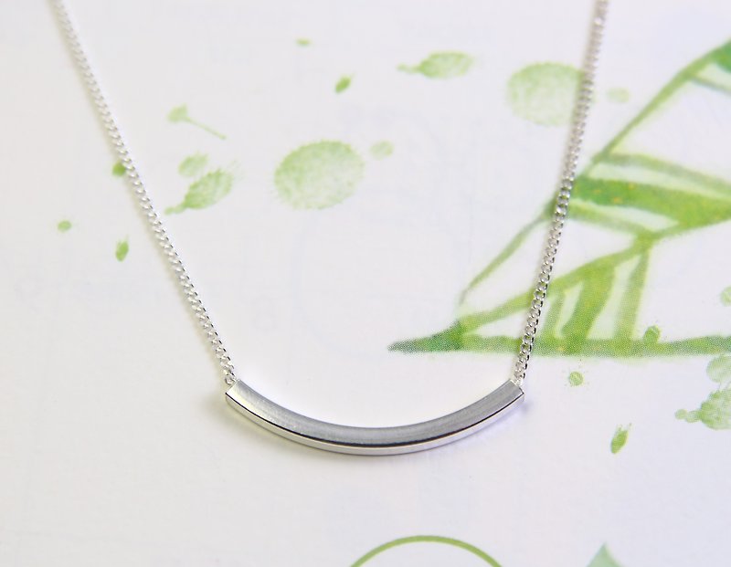 Simple-design Silver Necklace / Tube Silver Necklace / Sterling Silver Necklace - Collar Necklaces - Sterling Silver Silver