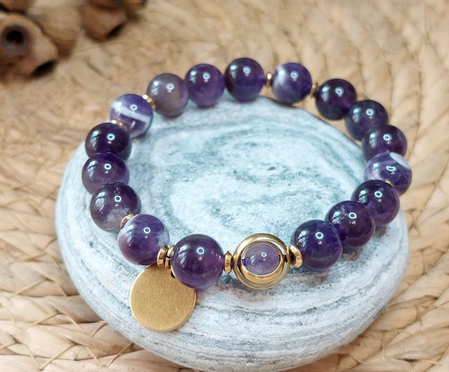 AMETHYST & LABRADORITE BRACELET, Stretch, Silver, Natural Stone Gemsto –  GivingEarth Minerals