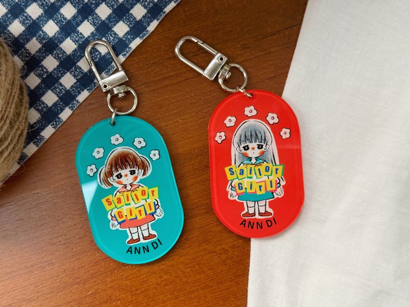 Two layers of double-layer Acrylic keychains for girls in sailor uniforms - Keychains - Acrylic 