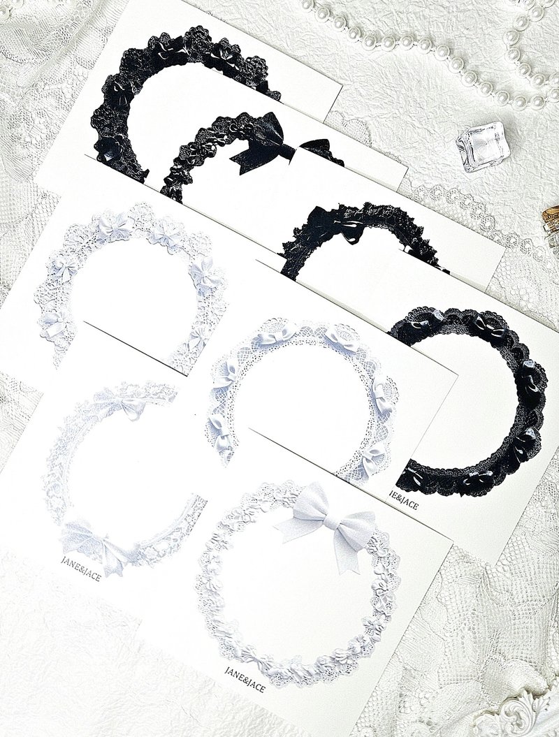 Round lace frame paper - 貼紙 - 紙 