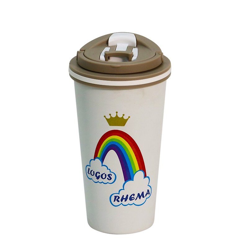 客製化-拉拉扣不鏽鋼保溫杯-500ml(時尚白) - 咖啡杯/馬克杯 - 其他金屬 白色