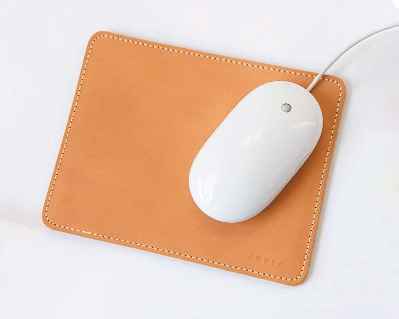 Handmade leather mouse pad, Genuine cowhide leather - แผ่นรองเมาส์ - หนังแท้ 