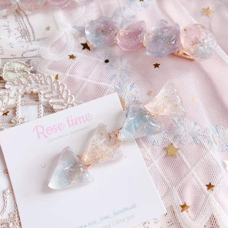 Dream Triangle Ice Cube Hair Clip / Summer - เครื่องประดับผม - เรซิน สีน้ำเงิน