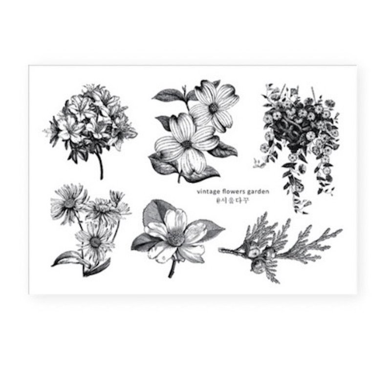 6 vintage natural plant flower stickers, 5 sheets. - สติกเกอร์ - วัสดุอื่นๆ ขาว