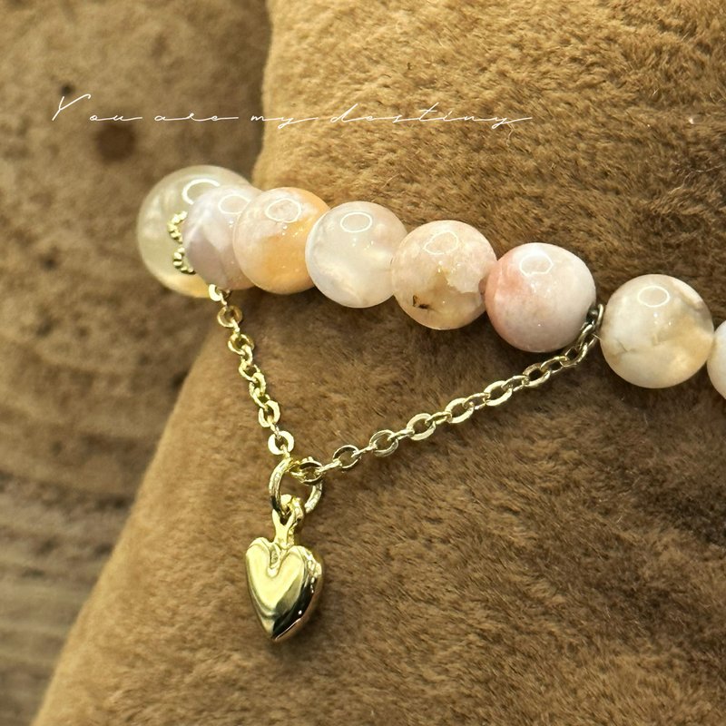 Heavenly Love Cherry Blossom Agate Crystal Bracelet Lucky Luck - สร้อยข้อมือ - คริสตัล 