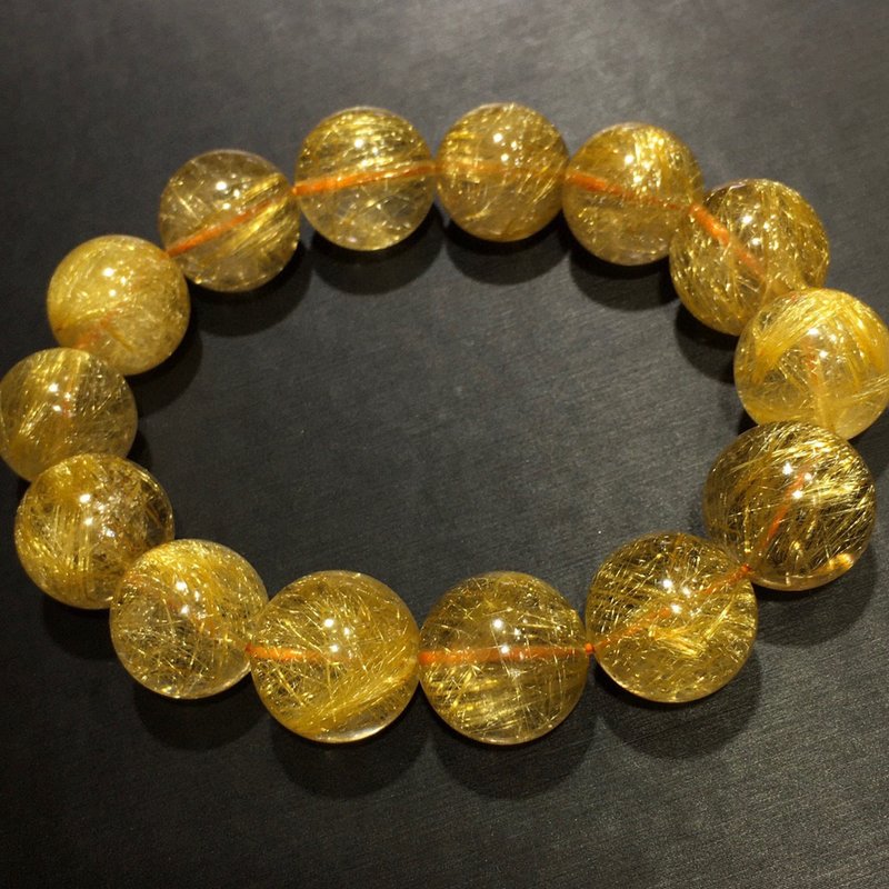 Pure natural Brazil imported old mine golden hair crystal bracelet thick silk hard hair multi-dense hair first-class - สร้อยข้อมือ - คริสตัล 