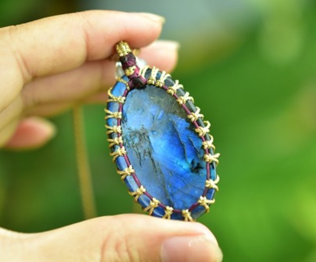 マクラメ　ネックレス　ギラライト ラブラドライト マクラメ編みネックレスorチョーカー 天然石