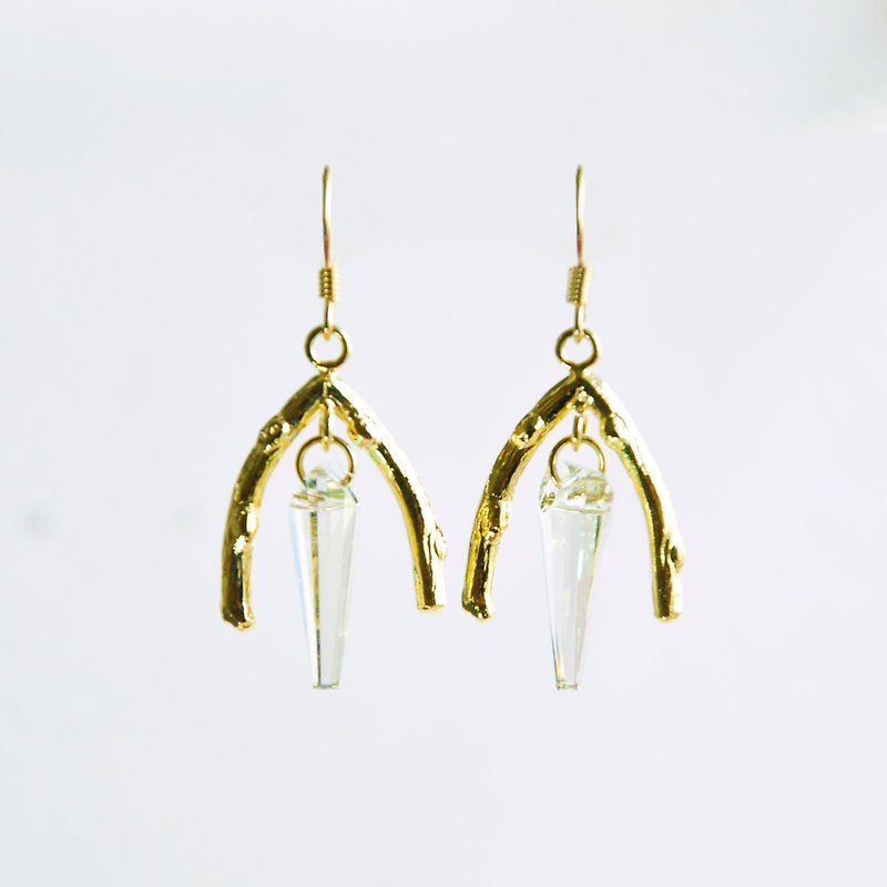 The Watcher－Golden Lampstand II 18K Gold Plated Crystal Earhook - Earrings & Clip-ons - Gemstone Gold