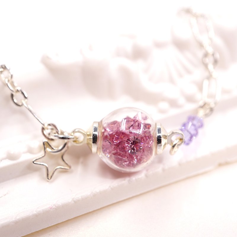 A Handmade  紫色玻璃球手鏈 - 頸圈項鍊 - 寶石 