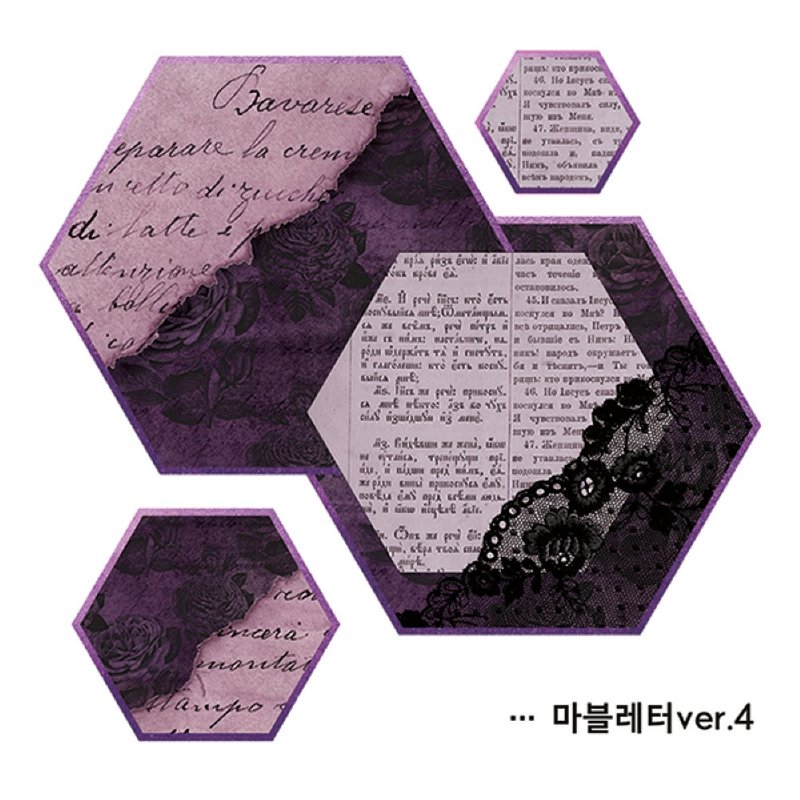 Marvel hexagonal lettering 3types (blackraccoon) Vintage collage design paper - 貼紙 - 紙 多色