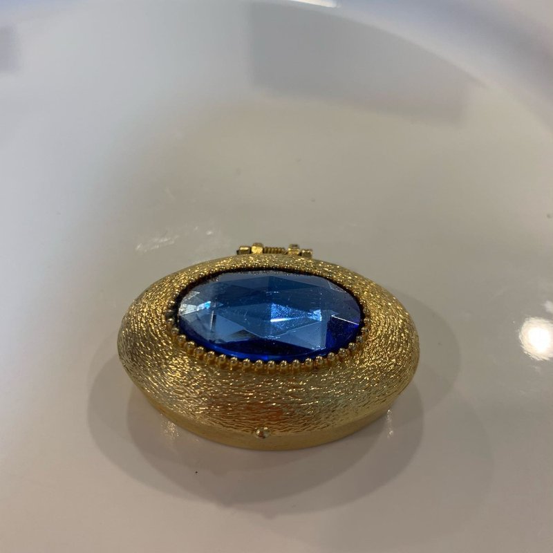 Vintage HEAVEN SENT 金色藍寶古典飾品盒 - 其他 - 其他金屬 