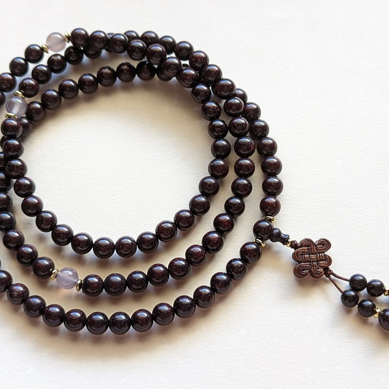 ORLI Jewelry 天然金星小葉紫檀108顆念珠 印度小葉紫檀帶金星 - 項鍊 - 木頭 咖啡色
