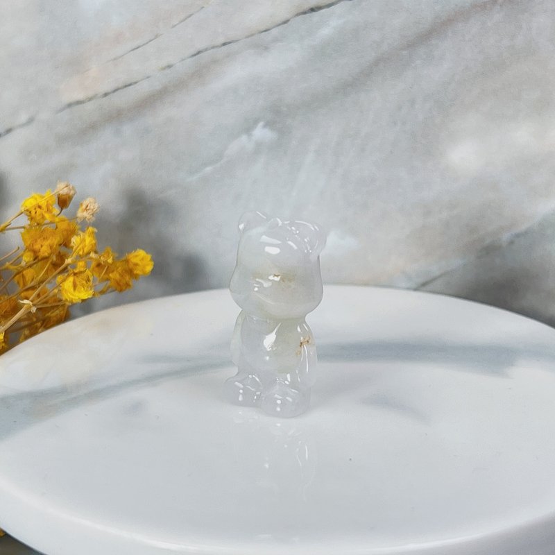 【熊熊玉見你】冰糯翡翠可愛小熊吊飾 | 天然緬甸玉翡翠A貨|送禮 - 其他 - 玉石 白色