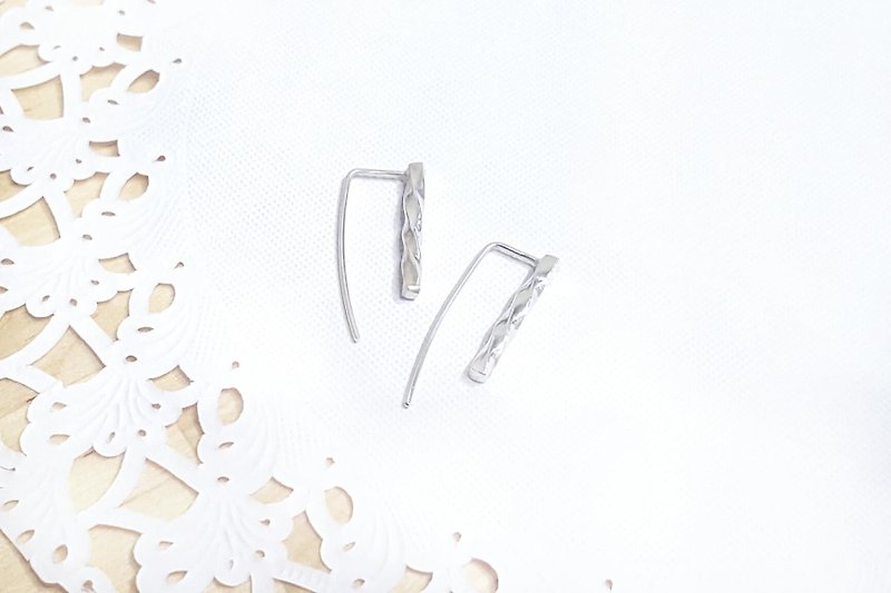 //Intuition // Sterling silver earrings and ear hooks Valentine's Day gift - Earrings & Clip-ons - Other Metals White