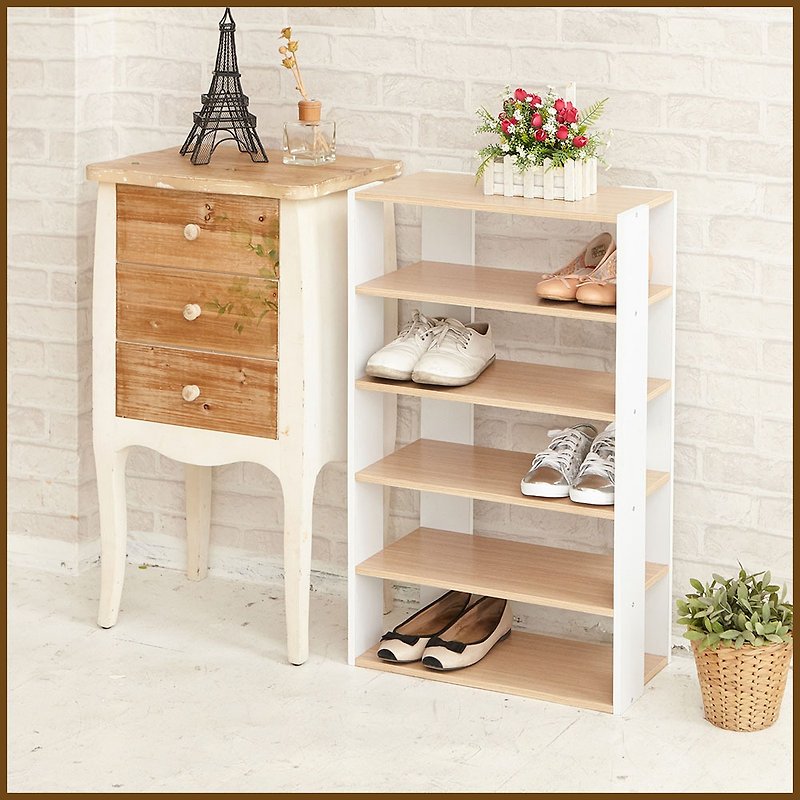 [ikloo] Japanese elegant five-layer wooden shoe cabinet (two colors optional) - Wardrobes & Shoe Cabinets - Other Materials 