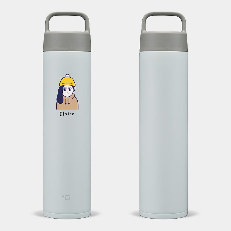 [Customized gift] Q version avatar portable 750ml Zojirushi stainless steel hanging environmentally friendly thermos bottle 005 - กระบอกน้ำร้อน - สแตนเลส ขาว