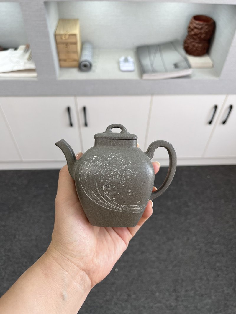 高四方 现货实拍 原矿顶级青灰料 温润如玉 器型优雅大气   线条 - 茶壺/茶杯/茶具 - 陶 灰色