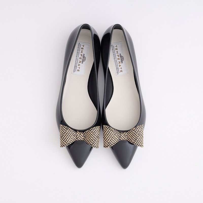 MILLA (BLACK) PVC POINTED TOE FLATS  ポインテッドトゥ パンプス / RAIN SHOES - 雨鞋/防水鞋 - 防水材質 黑色
