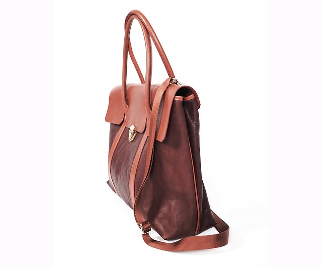 Full Grain Leather Boston Bag Handmade Leather Handbag Womens Leather Shoulder Bag Crossbody Bag Brown