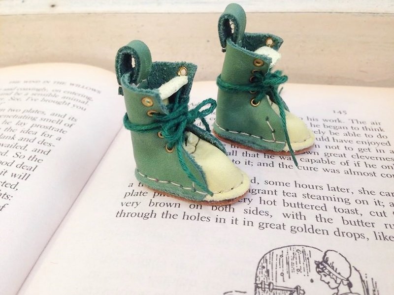 Handmade doll leather boots, small cloth, Lika Licca dolls can wear - Other - Genuine Leather Green