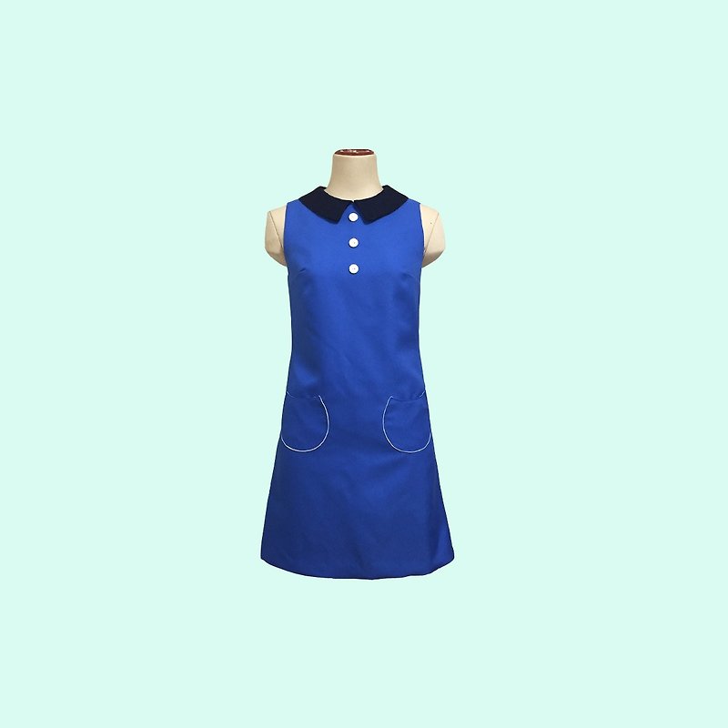 retro one-piece dress laetitia - ชุดเดรส - เส้นใยสังเคราะห์ สีน้ำเงิน