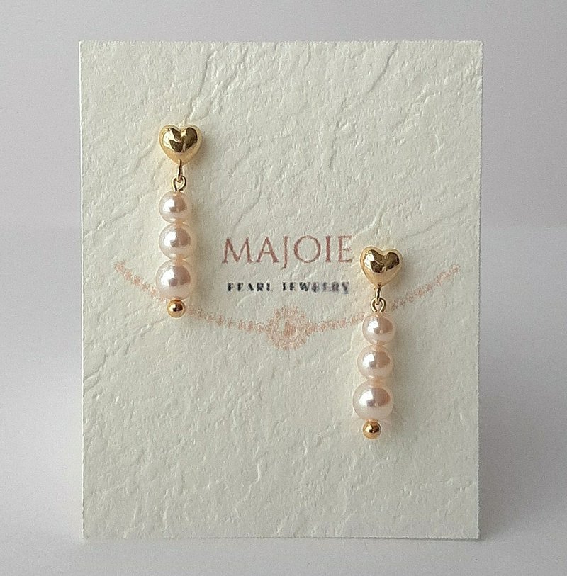 K18G heart-shaped earrings, Akoya pearls, baby pearls, Akoya pearls, pearl earrings, Japanese pearls, pearl earrings, pearl earrings, pearl earrings, pearl earrings, pearl earrings - ต่างหู - ไข่มุก 