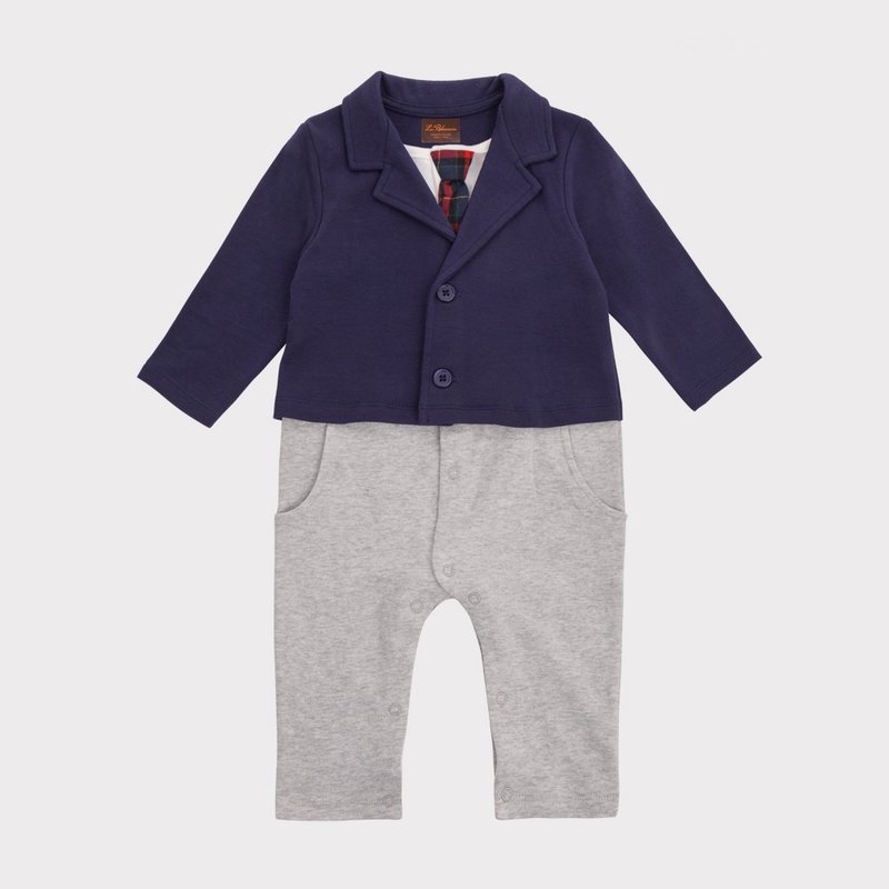 George series handsome blue jacket and tie jumpsuit - Onesies - Cotton & Hemp Blue